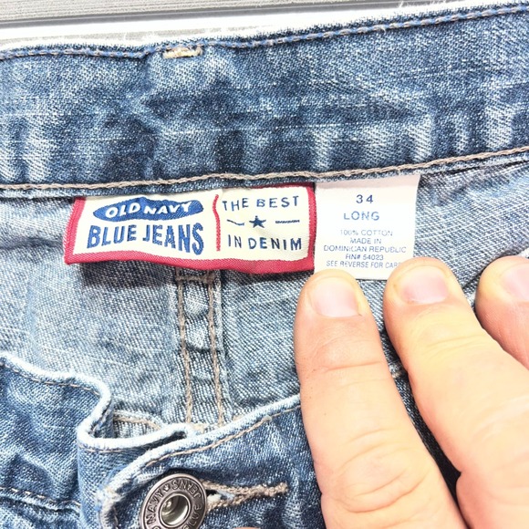 Old Navy Carpenter Jeans Mens 34 Long Light Wash Denim Blue Utility Work Pants - Picture 5 of 8